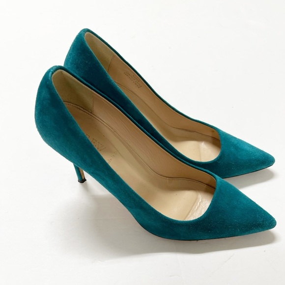 J Crew Womens Emerald Green Elise Suede Leather Pointed Toe Heels Size 7.5 - Picture 10 of 10
